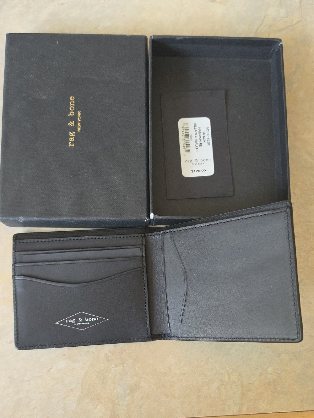 rag & bone Black Leather Card Holder Wallet